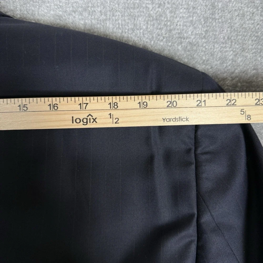 Vintage‎ Burberry Blazer Men's 48L Navy Blue Super 100s Wool Striped Jacket